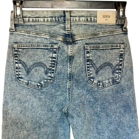 Anthropologie Edwin Size 28 Bree High Waist Straight Leg Jeans Acid Wash 80s - Picture 3 of 4